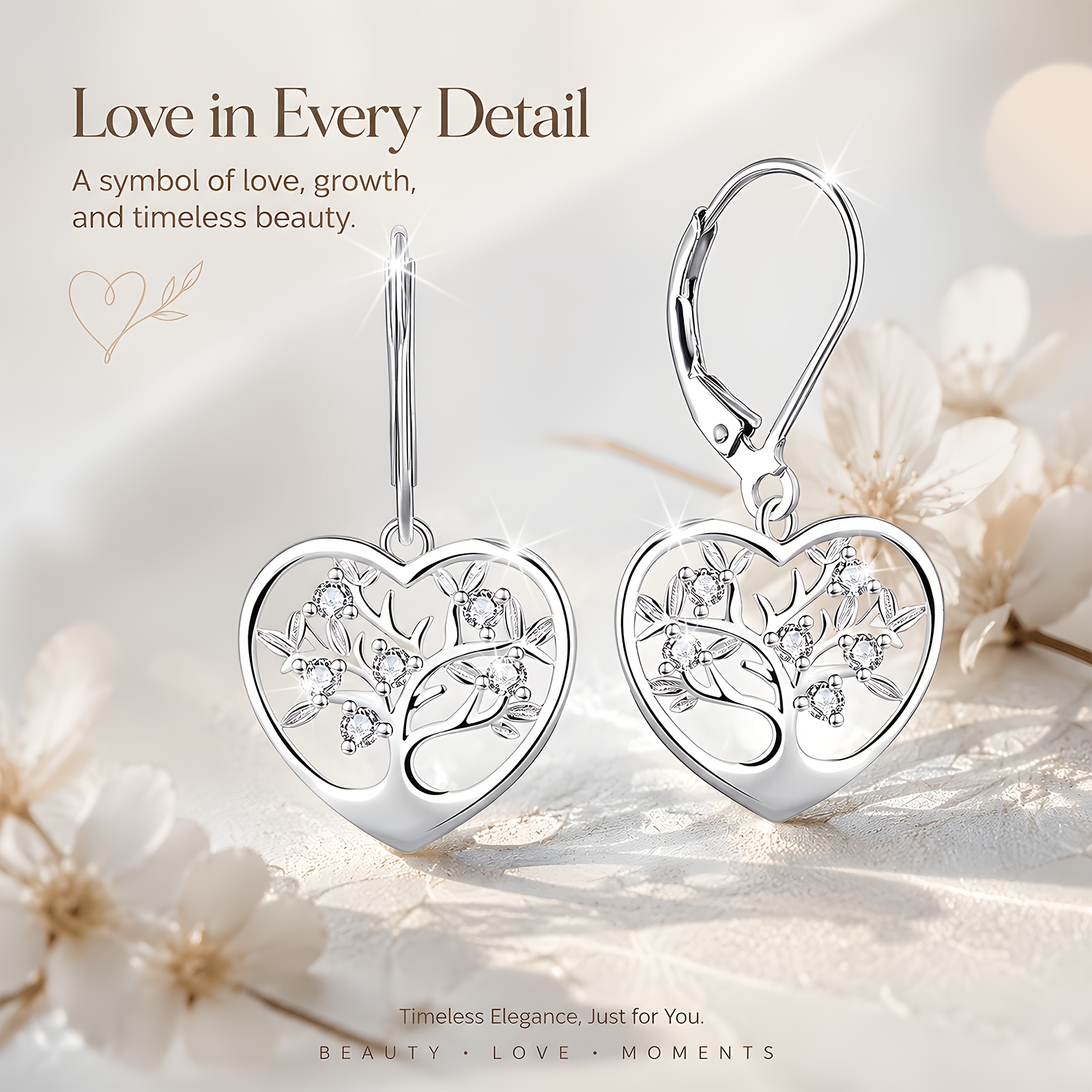Women's Heart-Shaped Hanging Earrings, Elegant & Easy